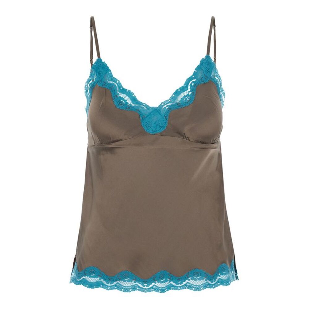 Gold Hawk Women Shirt Two-Tone With V-Neck And Spaghetti Straps In Fabric